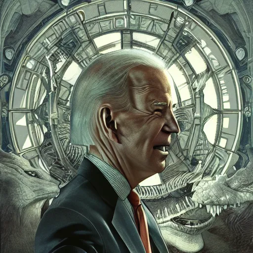 Image similar to president joe biden as reptile, reptilian eyes, conspiracy, ultra realistic, concept art, intricate details, eerie, highly detailed, photorealistic, octane render, 8 k, unreal engine. art by artgerm and greg rutkowski and alphonse mucha