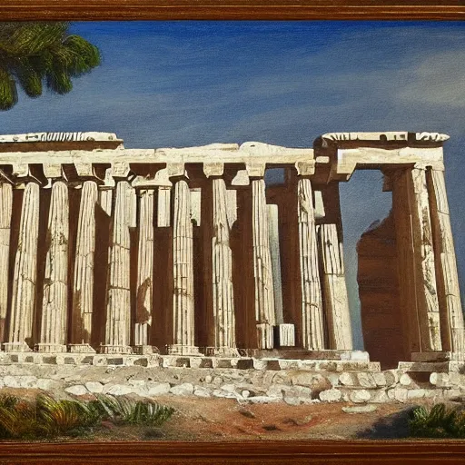 Prompt: an ancient Greek supercomputer on an island in the Mediterranean, realistic painting
