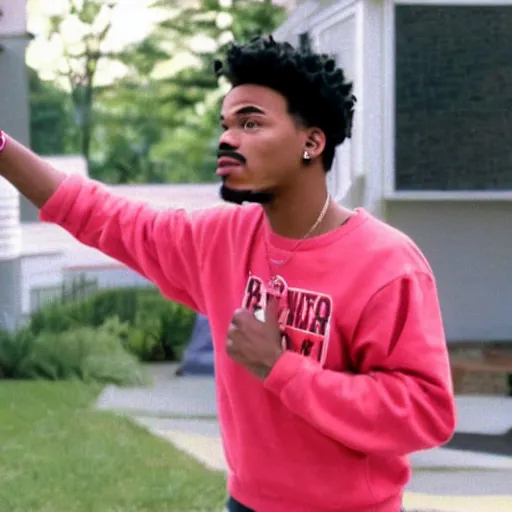 Image similar to a tv still of Chance The Rapper starring as a college student in a 1993 black sitcom