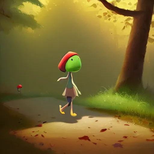 Image similar to Goro Fujita ilustration a cute turtle happily walking through the forest, painting by Goro Fujita, sharp focus, highly detailed, ArtStation