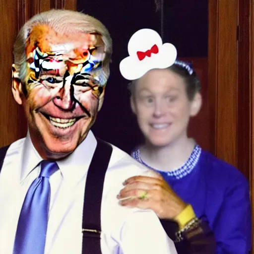 Image similar to Joe Biden with cat ears and maid outfit