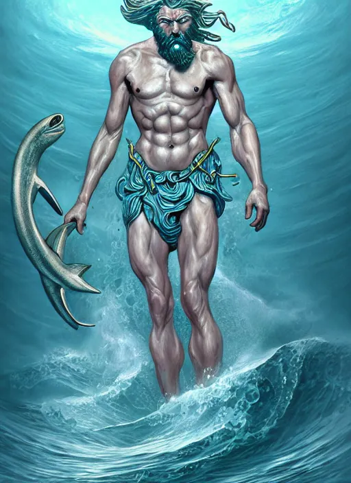 Image similar to poseidon, realistic dream illustration, fantasy, highly detailed, digital painting, refreshing, trending on artstation, concept art, smooth, illustration by james jean