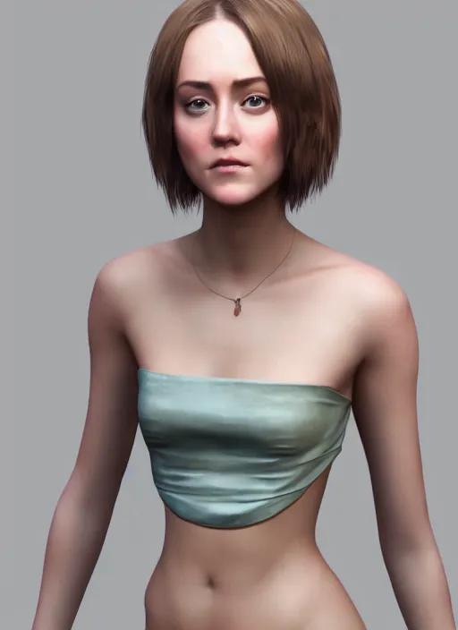 Image similar to beautiful portrait jena malone, beautiful girl, beautiful body, tranding by artstation, character artist, 8 1 5, mature content, zbrush, maya, substance 3 d painter, art by huaishen j, 2 d 3 d concept artist