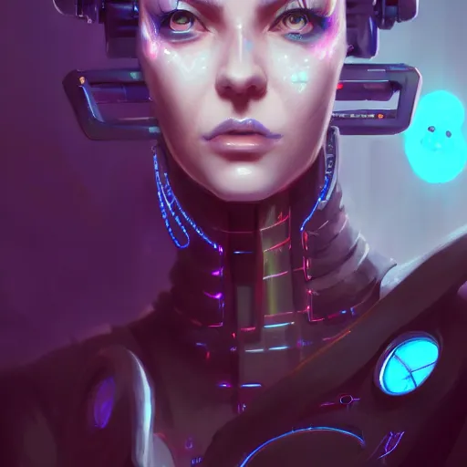 Prompt: a portrait of a cybernetic goth girl, cyberpunk concept art by pete mohrbacher and wlop and artgerm josan gonzalez and syd mead, digital art, highly detailed, intricate, sci-fi, sharp focus, Trending on Artstation HQ, deviantart, unreal engine 5, 4K UHD image