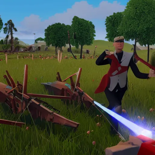 Prompt: jerma in totally accurate battle simulator, screenshot from the game, HD