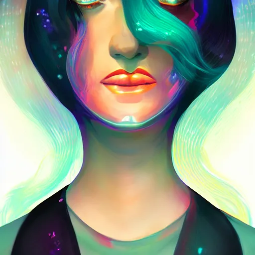 Prompt: portrait of a woman inspired by lois van baarle, iridescent, holographic