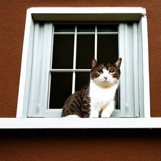 Prompt: a cute portrait of a cat sitting on a window