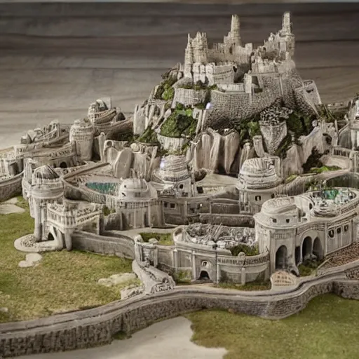 Prompt: the lord of the rings, minis tirith, in the style of wes anderson