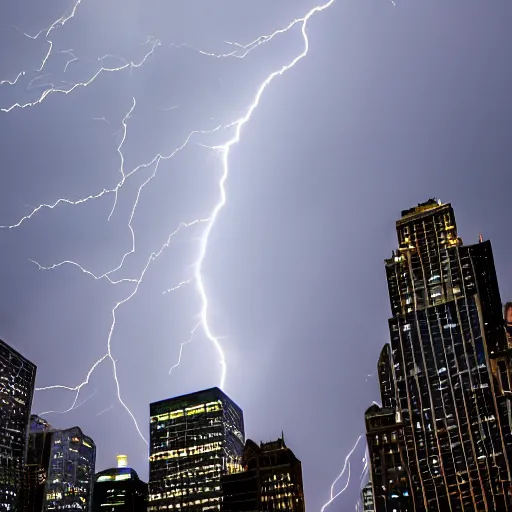 Prompt: lightning bolts reigning over the willis tower in chicago illinois, detailed, 8k