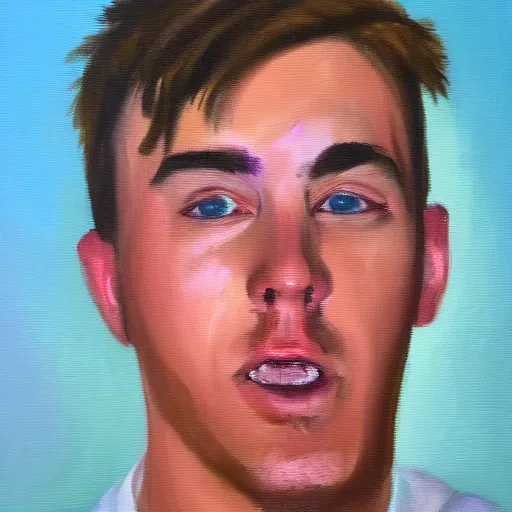 Prompt: oil painting of mr beast