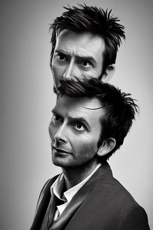 Prompt: photo of David Tennant as the 10th Doctor in the style of Peter Lindbergh,