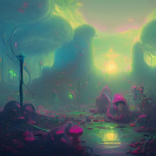 Image similar to a beautiful and vivid and colorful and trippy Andreas Rocha fantasy illustration with pastel colors of the krebs cycle, featured on artstation, 8k hq