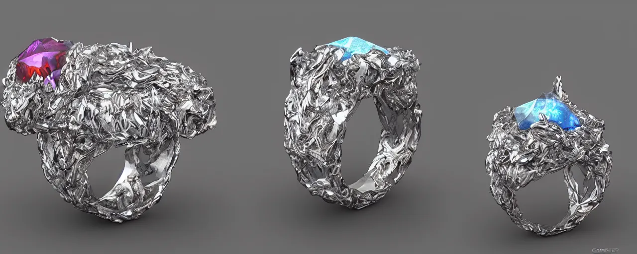 Prompt: magic crystal ring, fire, flames, crystal, engravings, diamonds, product design, art by gerald brom, greg rutkowski and artgerm, photo realism, unreal engine, c 4 d