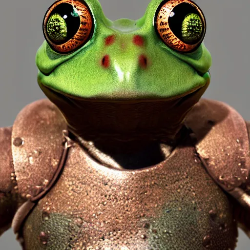 Image similar to frog knight, 8k, highly detailed, full portrait,