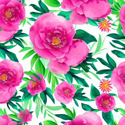 Image similar to exquisite fresh floral watercolor prints, 8 k, super detailed, modern, 8 k, symmetrical with beautiful and high resolution elements developed into seamless patterns