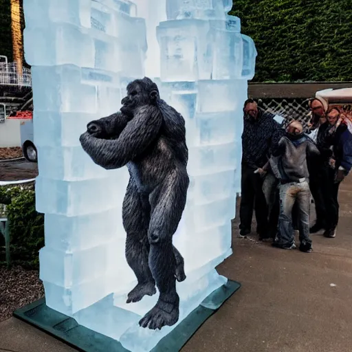 Prompt: ice sculpture of the 🦍