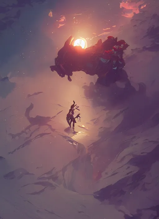 Image similar to overwhelmed with floating thoughts behance hd artstation by jesper ejsing, by rhads, makoto shinkai and lois van baarle, ilya kuvshinov, ossdraws, that looks like it is from borderlands and by feng zhu and loish and laurie greasley, victo ngai, andreas rocha