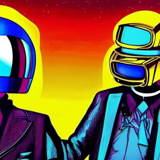 Image similar to Daft punk in an episode of Rick and Morty,