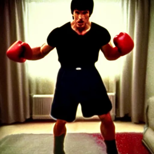 Image similar to rocky balboa playing playstation!!! video game console