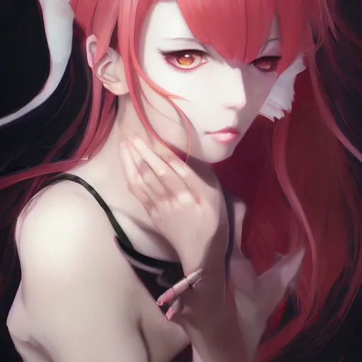 Image similar to anime portrait of succubus as an anime girl by Stanley Artgerm Lau, WLOP, Rossdraws, James Jean, Andrei Riabovitchev, Marc Simonetti, and Sakimichan, trending on artstation