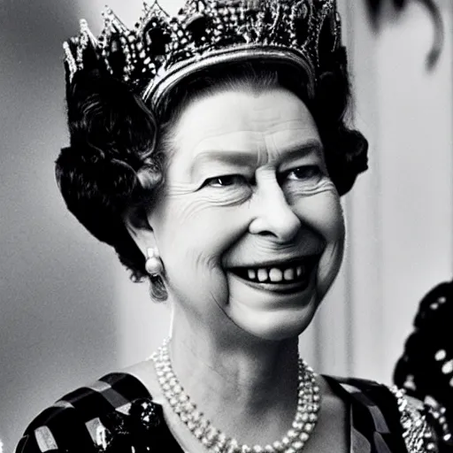 Prompt: queen elizabeth ii with ziggy startdust makeup