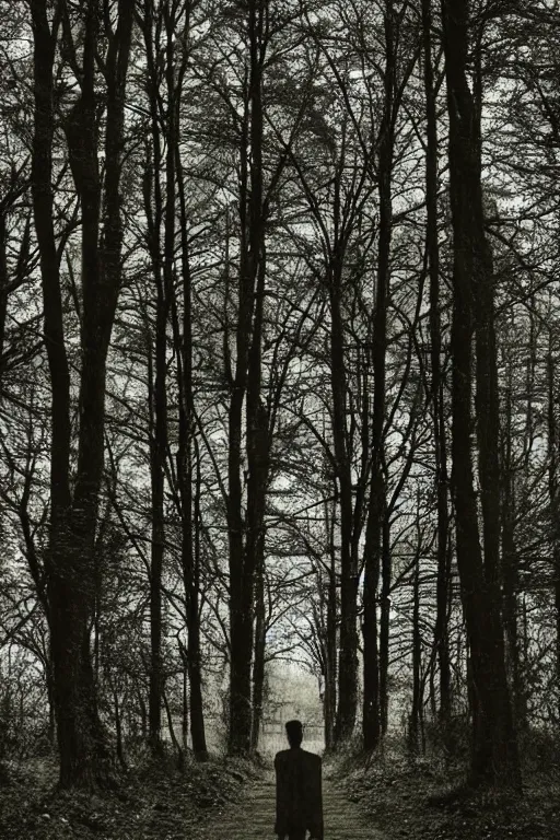 Image similar to dark ominous forest, with trees with a human face,,