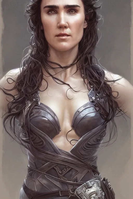 Image similar to jennifer connelly as a ruggedly handsome heroine, intricate, elegant, highly detailed, centered, digital painting, artstation, concept art, smooth, sharp focus, illustration, art by artgerm and donato giancola and Joseph Christian Leyendecker, Ross Tran, WLOP