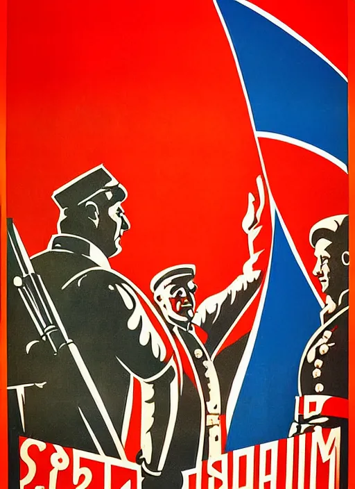 Prompt: soviet propaganda poster of the union of european soviets, socialist realism. by alexander zelensky, viktor deni, havrylo pustoviyt