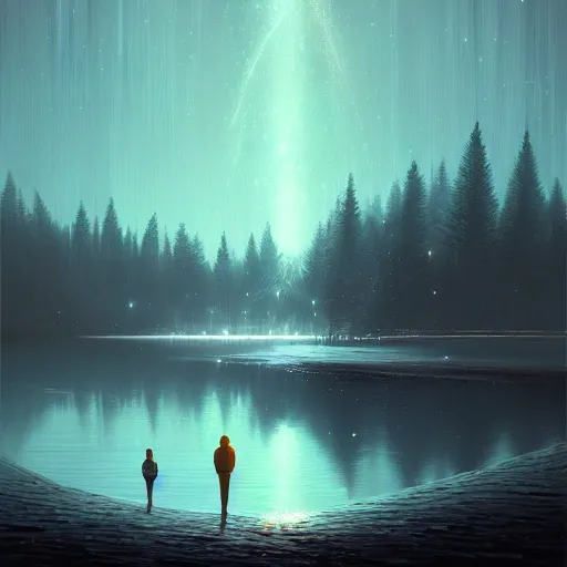 Prompt: sparkling lake in midnight by christopher balaskas, jordan grimmer, trending on artstation, 8 k