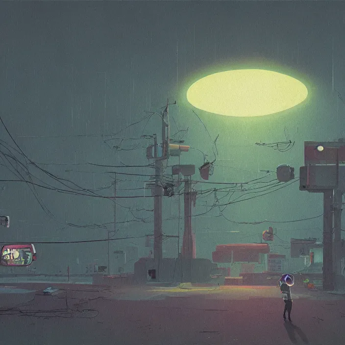 Image similar to a scene from serial experiments lain, by simon stalenhag