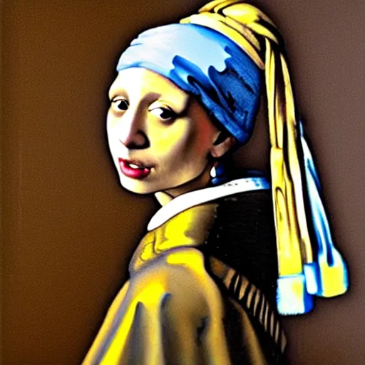 Prompt: Eric Andre painted as the Girl with a Pearl Earring by Johannes Vermeer