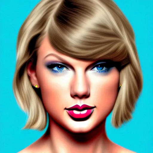 Image similar to portrait of Taylor Swift, highly detailed, centered, solid color background, digital painting