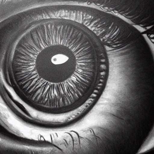 Prompt: a photorealistic painting of a human eye