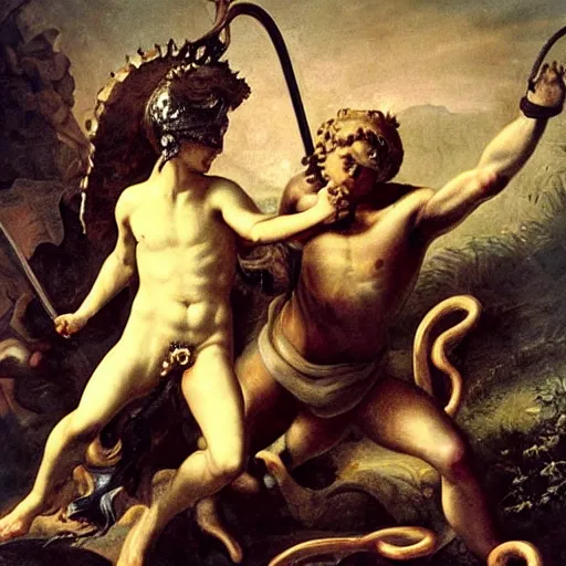 Image similar to dead perseus against medusa