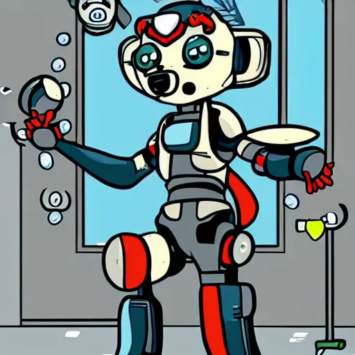 Image similar to cute cyborg racoon cyperpunk cartoon aesthetic