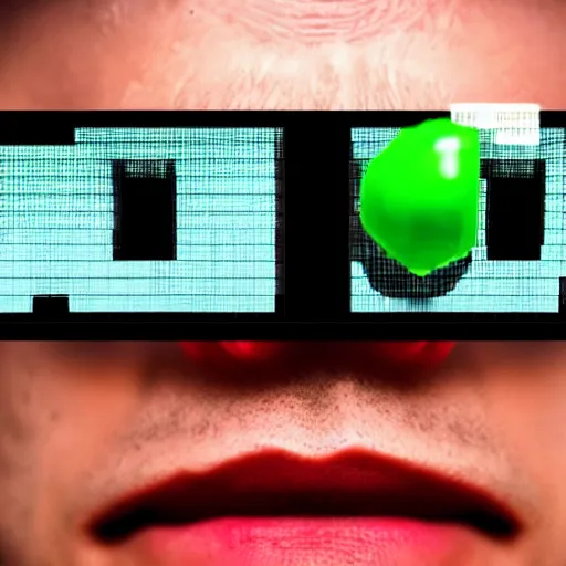 Prompt: A realistic close up photo of a man eating a pixelated 2D chery from Pacman, realistic, ultra high detail, 8k.