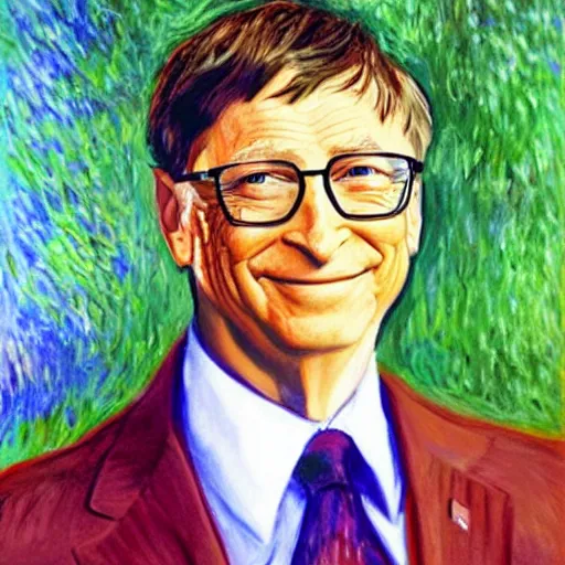 Image similar to Buff Bill Gates, painting by Monet