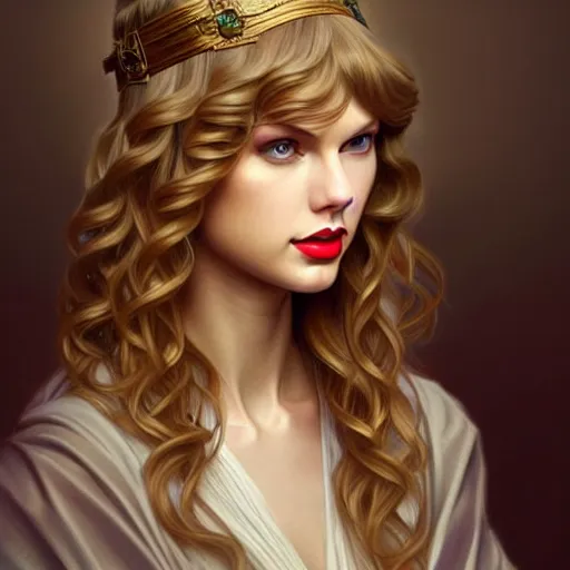 Image similar to intense portrait of taylor swift as a catholic saint, intricate, elegant, highly detailed, my rendition, digital painting, artstation, concept art, smooth, sharp focus, illustration, art by artgerm and greg rutkowski and alphonse mucha