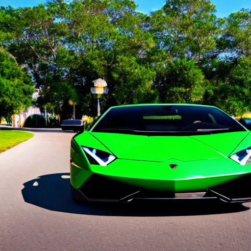 Image similar to first person lamborghini view at a sunny day in florida realistic match the lighting