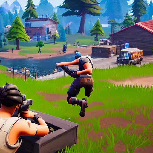 Prompt: a screenshot of a fortnite game, taking place in the city of seattle