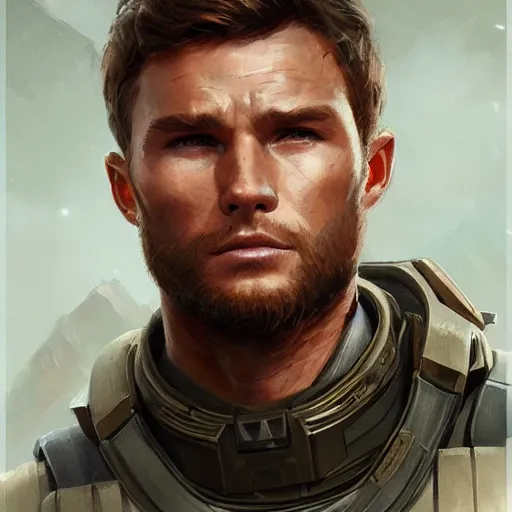 Image similar to portrait of a man by greg rutkowski, jedi commander, he looks like scott eastwood, wearing the tactical gear of the galactic alliance, star wars expanded universe, he is about 5 0 years old, highly detailed portrait, digital painting, artstation, concept art, smooth, sharp foccus ilustration, artstation hq