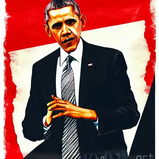 Image similar to Obama in the style of a polish movie poster