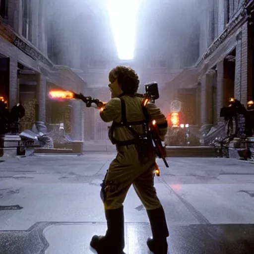 Image similar to stunning awe inspiring peter dinklage as a ghostbuster in the movie ghostbusters, movie still 8 k hdr atmospheric lighting