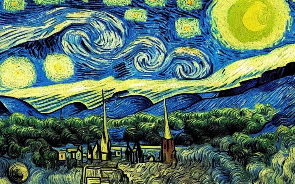 Image similar to a sending down from him who created the earth and the lofty heavens, overdetailed art, by van gogh, magic