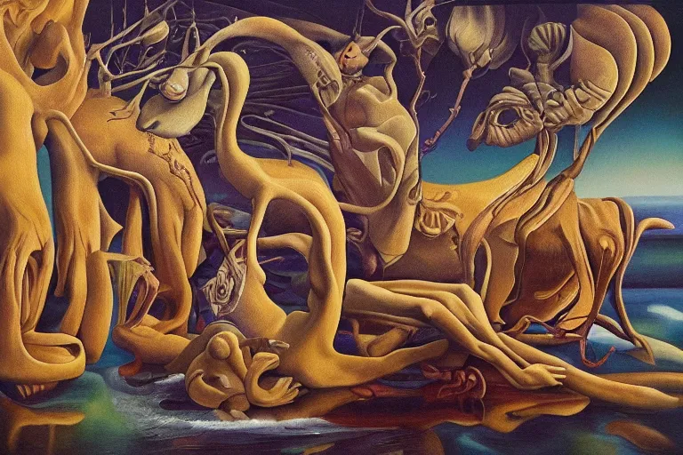 Prompt: identifying one's fears, surrealism, elegant oil painting, highly detailed. album art for music