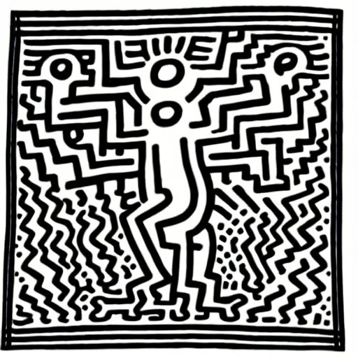 Prompt: zentangle by keith haring