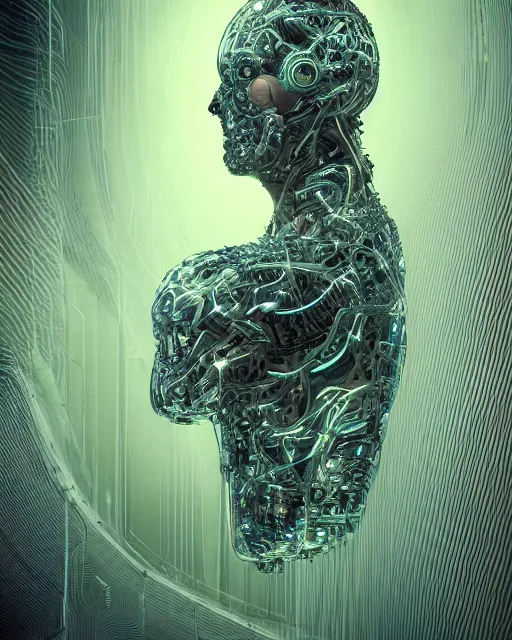 Image similar to the most amazing dream you ever had about mans transhumanism head artificial intelligence singularity, moebius, hyper realistic, concept art, intricate, hyper detailed, smooth, jim lee, high contrast, neon, volumetric lighting, octane, raytrace