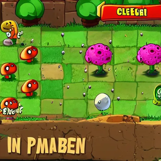 Prompt: Mario in Plants vs Zombies, in-game screenshot