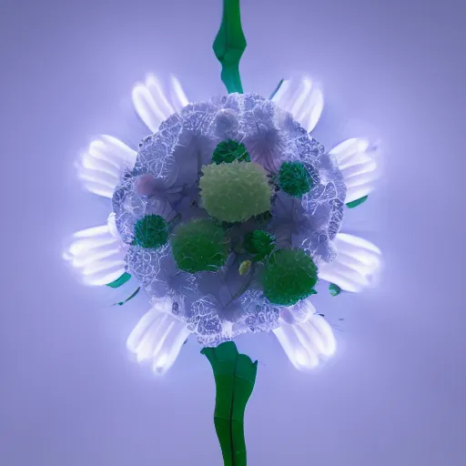 Image similar to Luminescent flower blooming at twilight, cgsociety, r /art, trending on artstation, artstationHD, octane render, highly detailed, vray, volumetric lighting, unreal engine