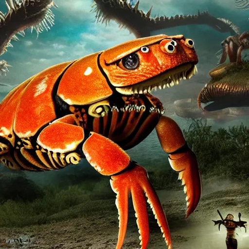 Prompt: tiger - crab creature, exquisite imaginative poster art, movie art, elegant, by lucusfilm, weta studio, 8 k, denoised